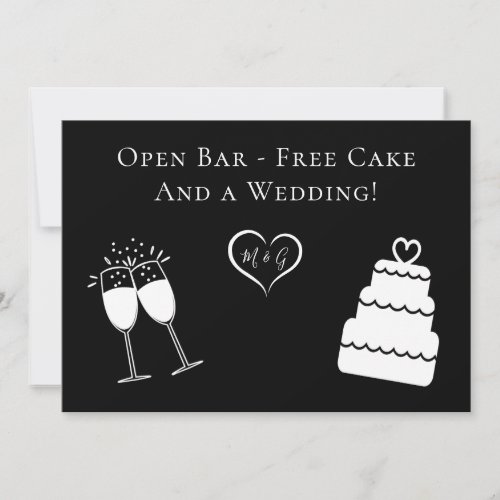 Funny Open Bar Free Cake and Wedding Save The Date