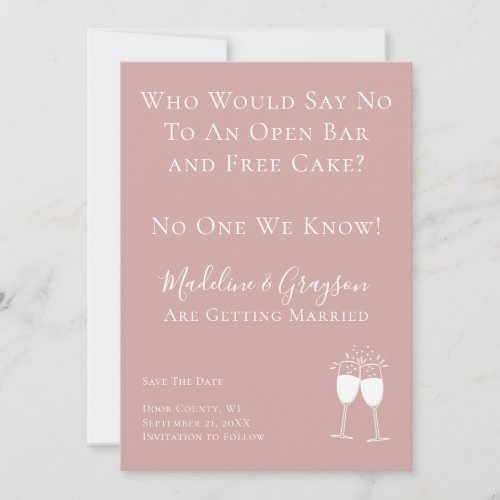 Funny Open Bar Free Cake Wedding Save The Date