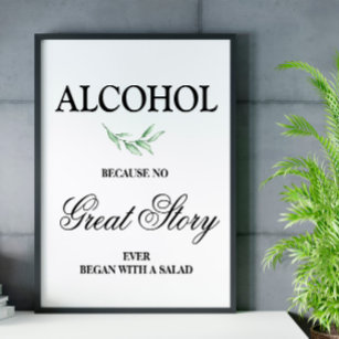 Funny Open Bar Simple wedding sign 8x10 poster