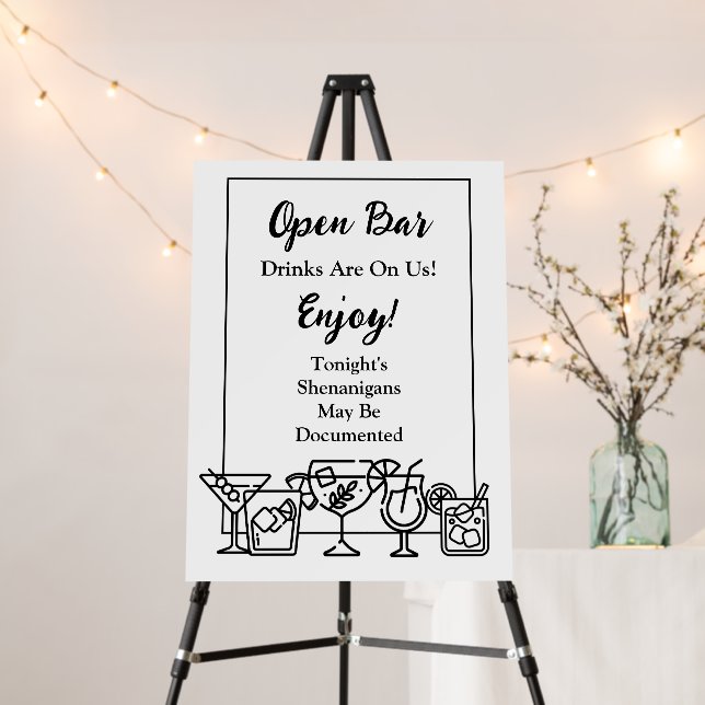Funny Open Bar Wedding Sign (In Situ (Stand))