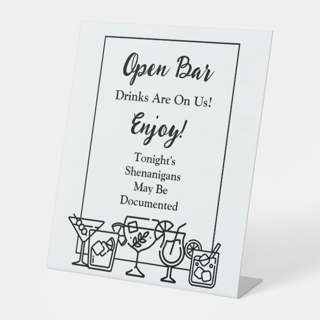 Funny Open Bar Wedding Sign (Front)