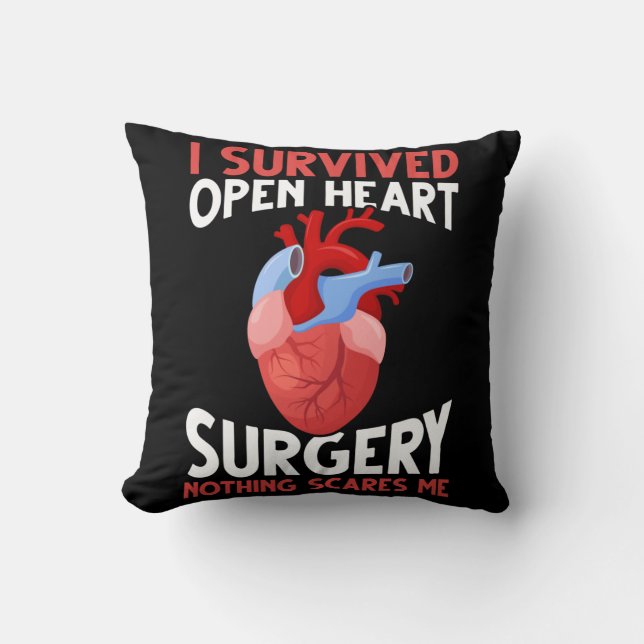 Funny Open Heart Surgery Recovery Throw Pillow (Front)