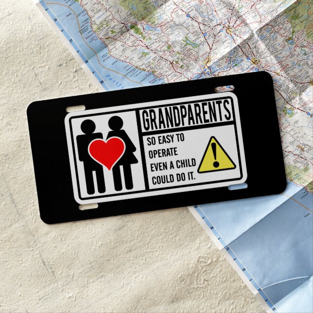 funny operate Grandparents word art  License Plate (In Situ)