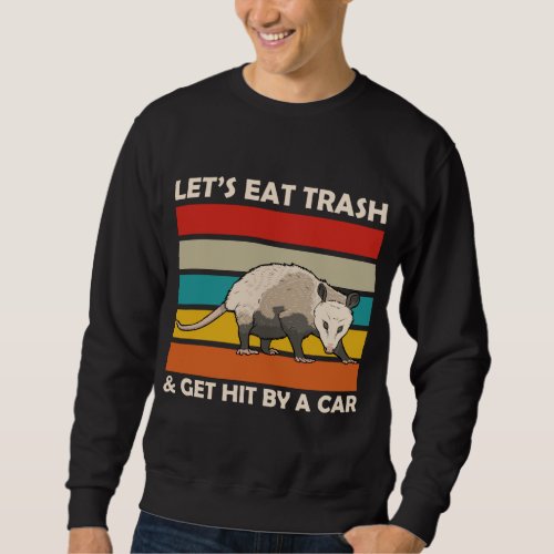 Funny Opossum Eat Trash And Get Hit By Car Retro V Sweatshirt