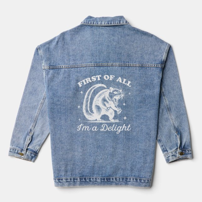 Funny Opossum  - I'm a delight Denim Jacket (Back)