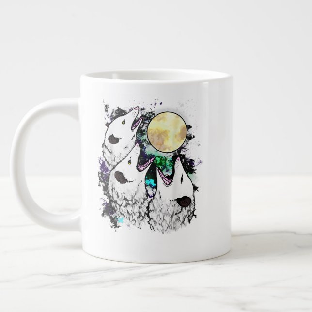 Funny Opossum Moon Cute Screaming Possum Giant Coffee Mug (Left)