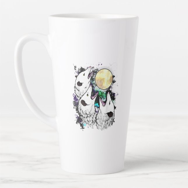 Funny Opossum Moon Cute Screaming Possum Latte Mug (Left)