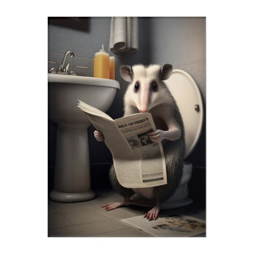 Funny Opossum on Bathroom Toilet Wildlife Animals  Acrylic Print