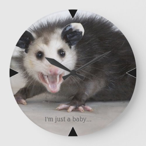 funny opossum photo customizable nature wall clock