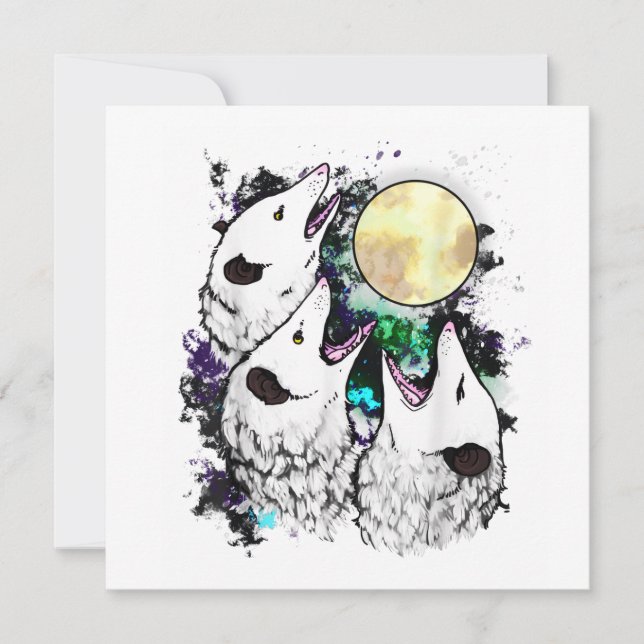 Funny Opossum Sticker | Cute Screaming Possum Invitation (Front)