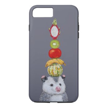Funny Opossum With Fruit And Veg Iphone Case by vickisawyer at Zazzle
