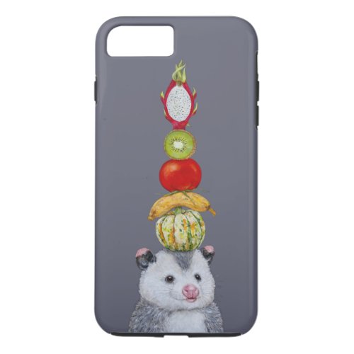 Funny opossum with fruit and veg iPhone case