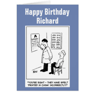 Funny Optician Giving an Eye-test Cartoon Cards