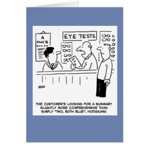 Funny Optician Giving an Over Simplistic Eye-Test Cards