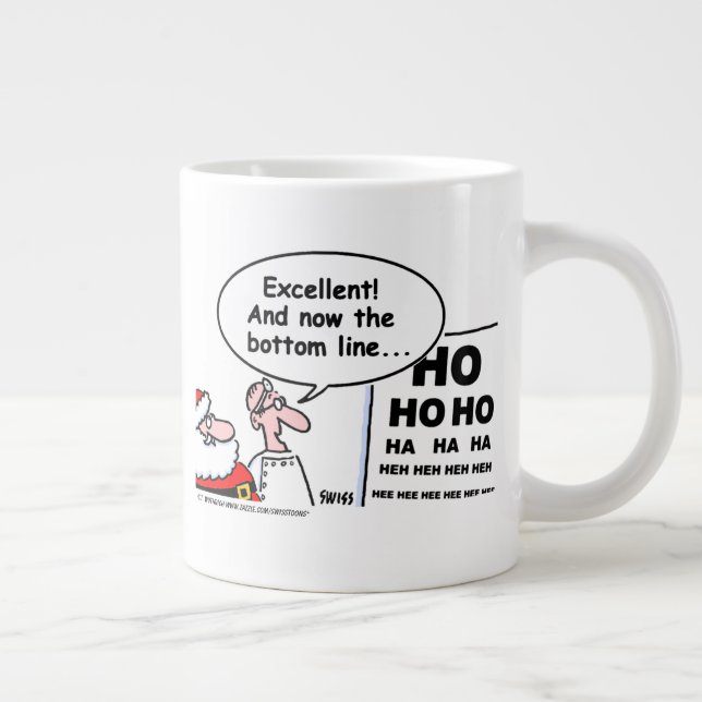 Funny Optometrist Christmas Santa Cartoon Giant Coffee Mug (Right)