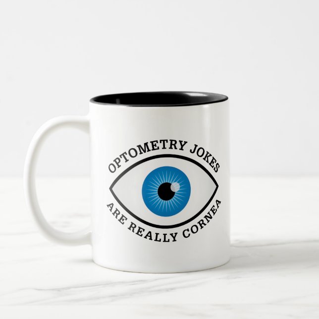 Funny Optometry Cornea Jokes Two-Tone Coffee Mug (Left)