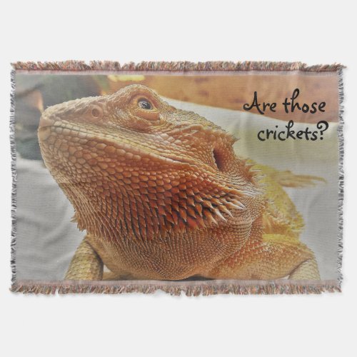 Funny Orange Bearded Dragon Looking Up Throw Blanket