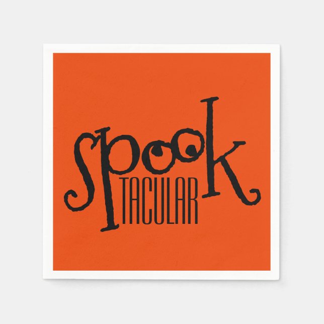 Funny Orange Black Eyeballs Spooktacular Pun Napkins (Front)
