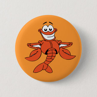 Funny ORANGE CARTOON LOBSTER smiling happy fun But Button