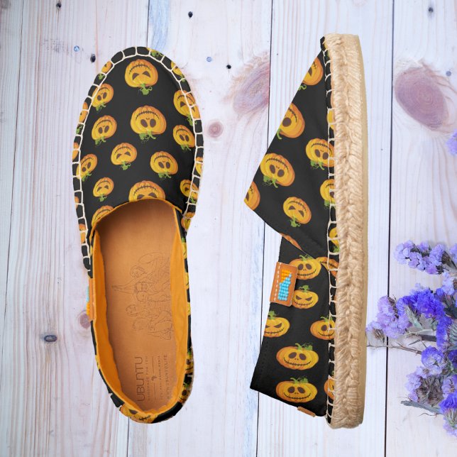 Funny Orange Carved Pumpkin Pattern Espadrilles (Creator Uploaded)