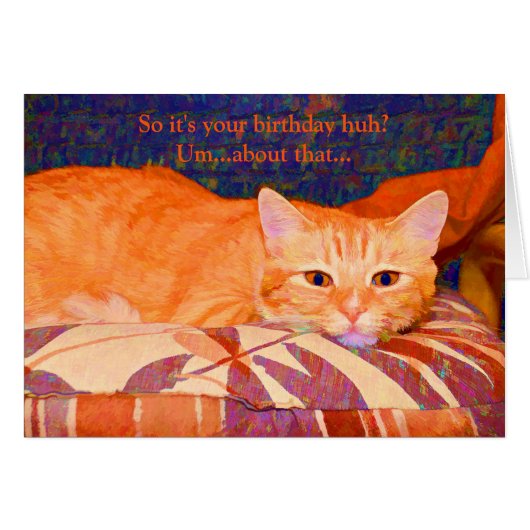 Funny Orange Cat Birthday Cards (Front Horizontal)