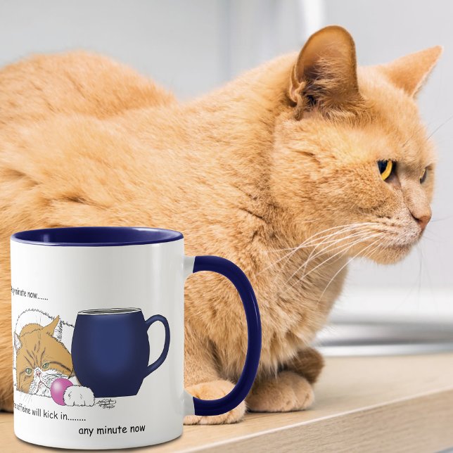 Funny Orange Cat Blue Coffee Mug (Creator Uploaded)