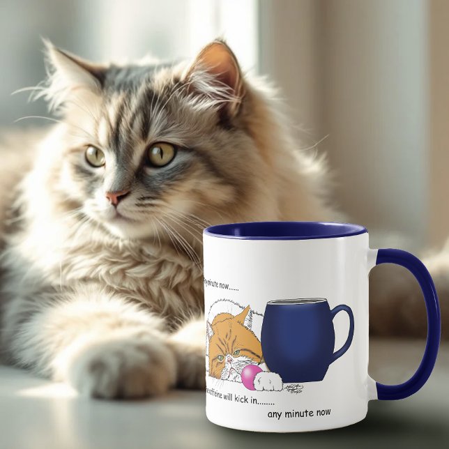 Funny Orange Cat Blue Coffee Mug (Creator Uploaded)