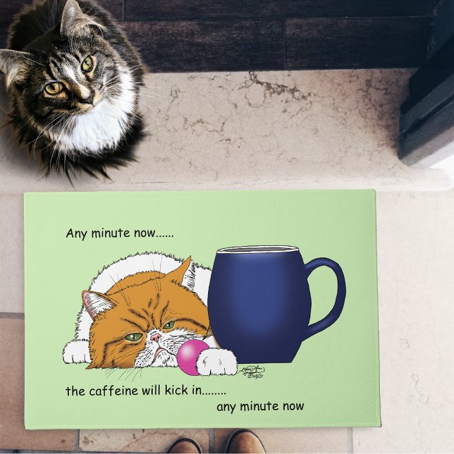 Funny Orange Cat Blue Coffee Mug Doormat (Creator Uploaded)