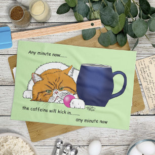 Funny Orange Cat Blue Coffee Mug Kitchen Towel