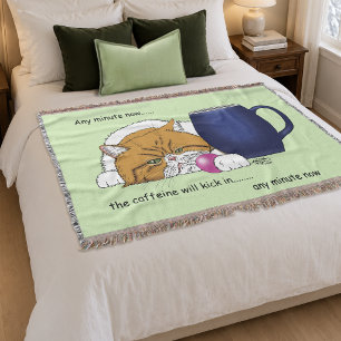 Funny Orange Cat Blue Coffee Mug Throw Blanket
