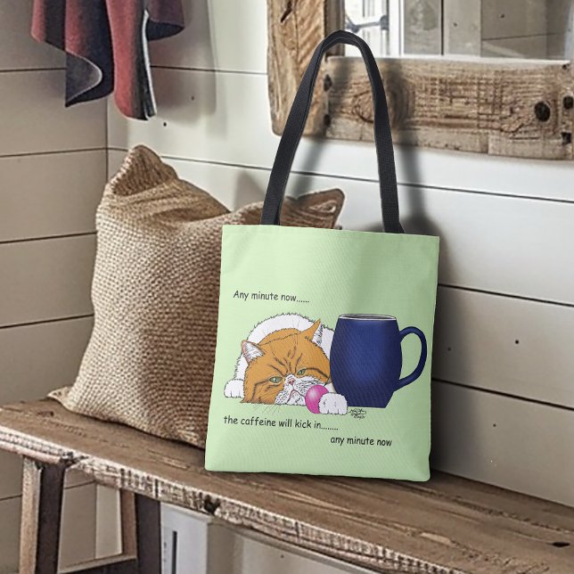Funny Orange Cat Blue Coffee Mug Tote Bag (Creator Uploaded)