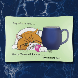 Funny Orange Cat Blue Coffee Mug Trinket Tray