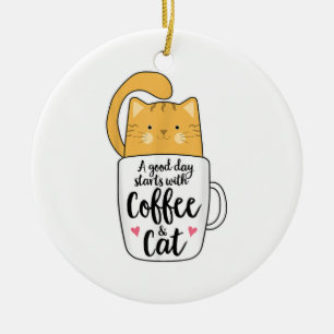 Funny Orange Cat Coffee Mug Cat Lover Ceramic Ornament