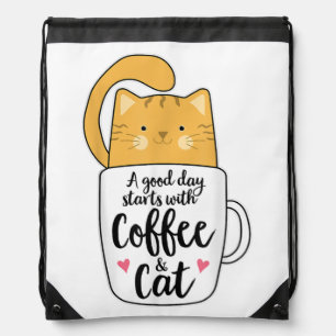 Funny Orange Cat Coffee Mug Cat Lover Drawstring Bag