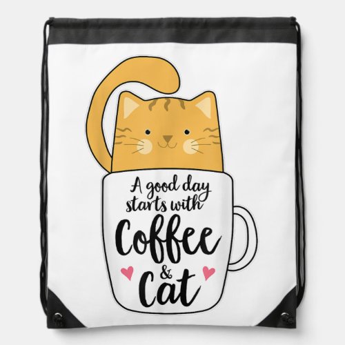 Funny Orange Cat Coffee Mug Cat Lover  Drawstring Bag