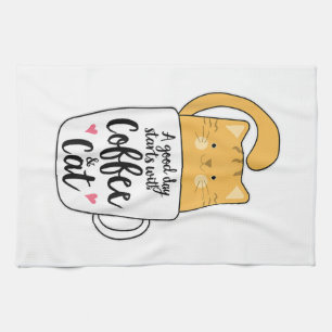 Funny Orange Cat Coffee Mug Cat Lover Kitchen Towel