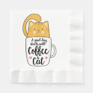 Funny Orange Cat Coffee Mug Cat Lover Napkins