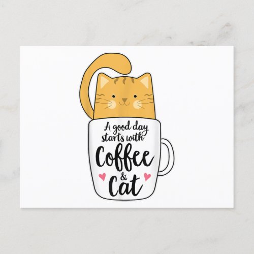 Funny Orange Cat Coffee Mug Cat Lover  Postcard