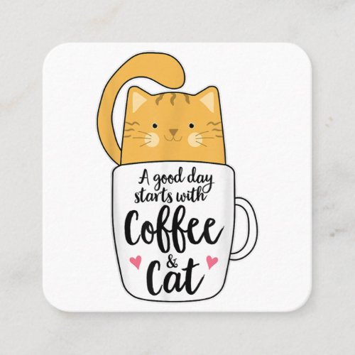 Funny Orange Cat Coffee Mug Cat Lover  Square Business Card