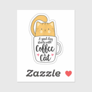 Funny Orange Cat Coffee Mug Cat Lover Sticker