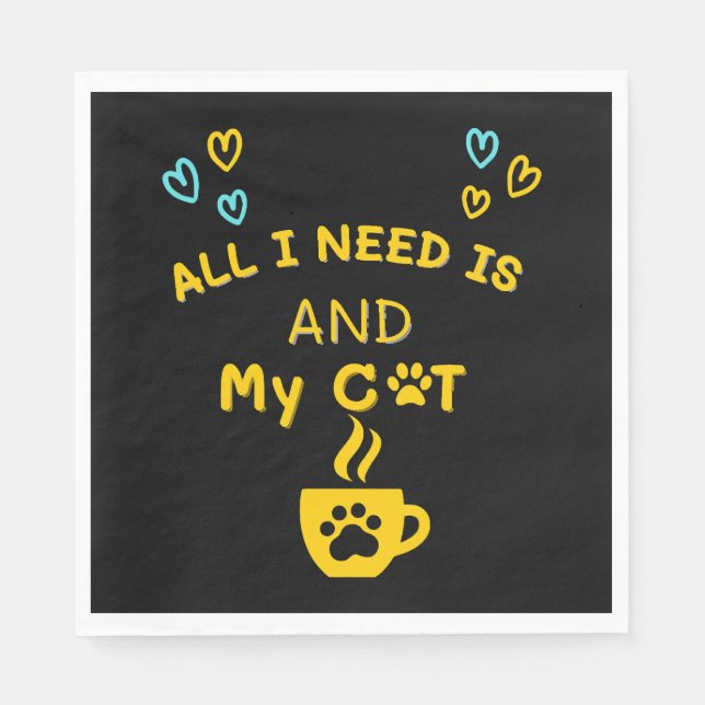 Funny Orange Cat Coffee Mug Cat Lover T-Shirt Napkins (Front)