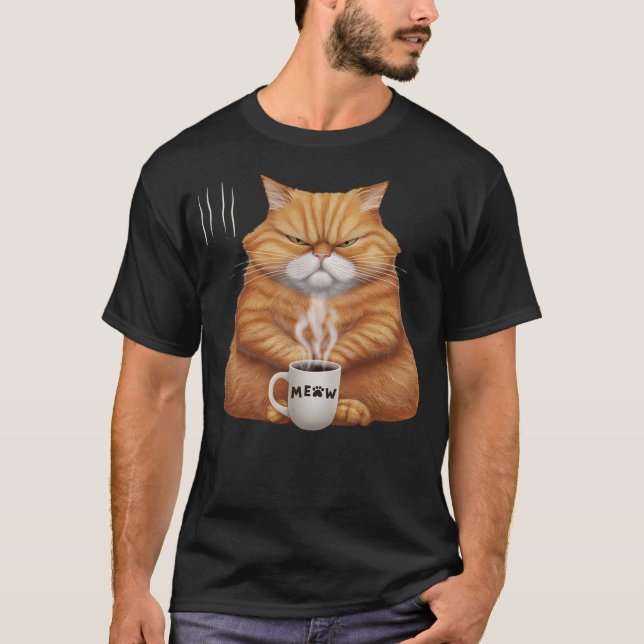 Funny Orange Cat Coffee Tee Meow Meme For Women Me (Front)