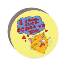 Funny Orange Cat Love Text Yellow Background