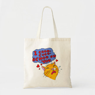 Funny Orange Cat Loving You Cartoon Style Tote Bag