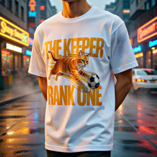 Funny Orange Cat Soccer Goalkeeper Gift T-Shirt