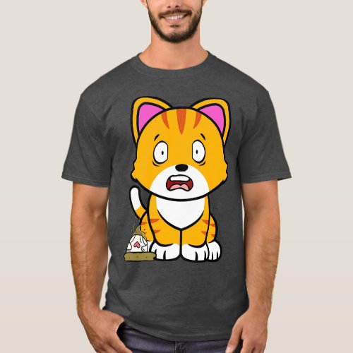 Funny Orange Cat steps on a dirty diaper T_Shirt