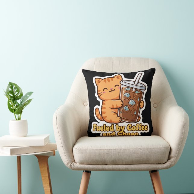 Funny Orange Cat Throw Pillow (Chair)