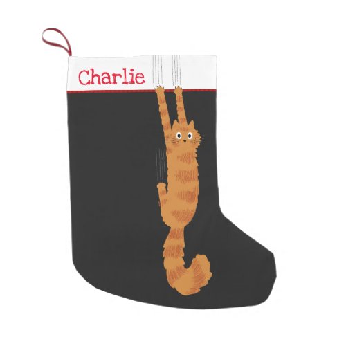 Funny Orange Cat with Custom Text Small Christmas Stocking