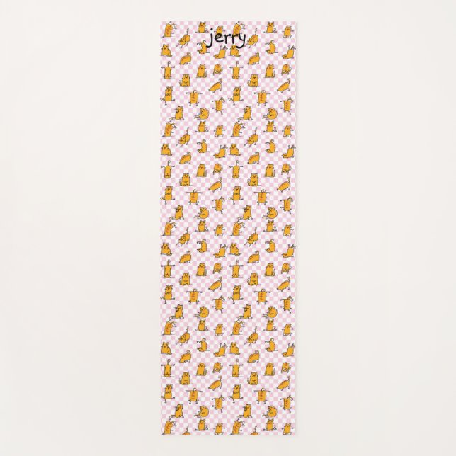 Funny Orange Cats Custom Name Yoga Mat (Front)