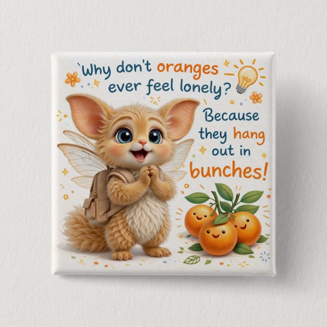 Funny Orange Dad Joke Button (Front)